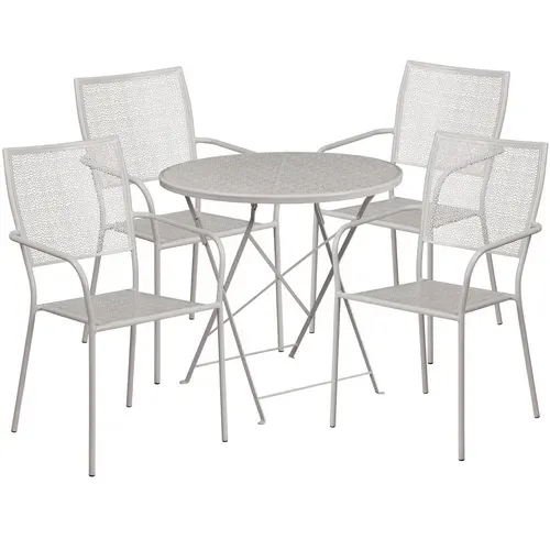 Flash Furniture CO-30RDF-02CHR4-SIL-GG Patio Table Set