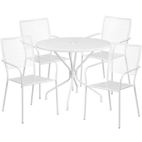 Flash Furniture CO-35RD-02CHR4-WH-GG Patio Table Set