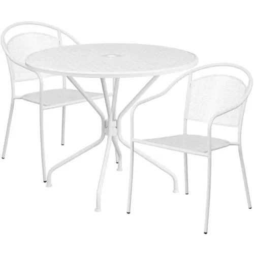 Flash Furniture CO-35RD-03CHR2-WH-GG Patio Table Set