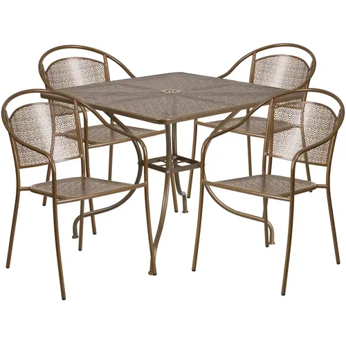 Flash Furniture CO-35SQ-03CHR4-GD-GG Patio Table Set