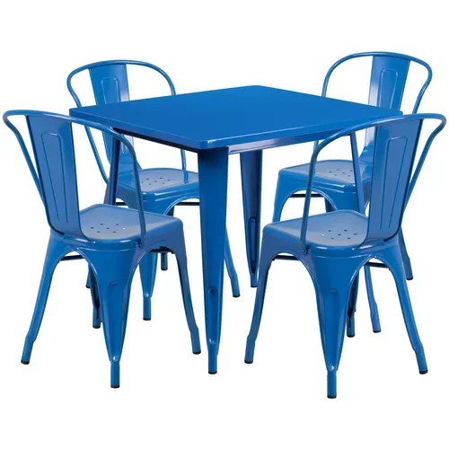Flash Furniture ET-CT002-4-30-BL-GG Table and Chair Set