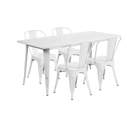 Flash Furniture ET-CT005-4-30-WH-GG Table and Chair Set