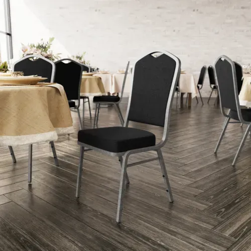 Flash Furniture Flash Furniture FD-C01-SILVERVEIN-BK-BK-GG Hercules Series Stacking Banquet Chair