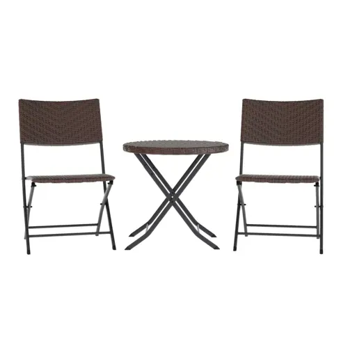 Flash Furniture Flash Furniture FV-FWA085-BRN-BLK-GG Rouen Three Piece Foldable Tables