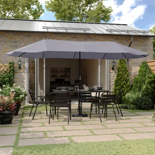 Flash Furniture Flash Furniture GM-WL-UU021-GRY-GG Elizabeth Triple Head Patio Umbrella