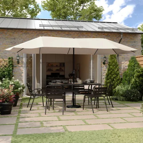 Flash Furniture Flash Furniture GM-WL-UU021-TAN-GG Elizabeth Triple Head Patio Umbrella