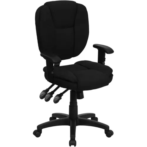 Flash Furniture GO-930F-BK-ARMS-GG Ergonomic Swivel Task Chair