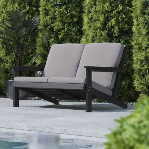 Flash Furniture Flash Furniture JJ-C14022-BK-GG Charlestown Resin Loveseat Club Chair