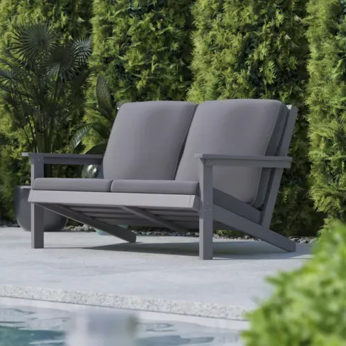 Flash Furniture Flash Furniture JJ-C14022-GY-GG Charlestown Resin Loveseat Club Chair