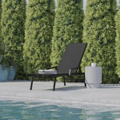 Flash Furniture Flash Furniture JJ-LC323-BLK-BLK-GG Brazos Chaise Lounge Chair