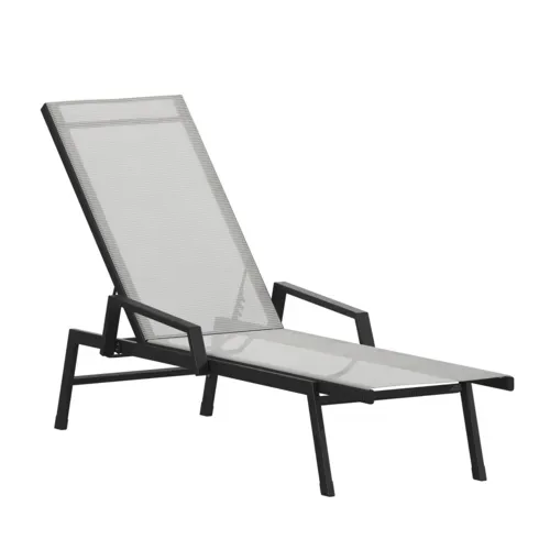 Flash Furniture Flash Furniture JJ-LC323-BLK-GRY-GG Brazos Chaise Lounge Chair