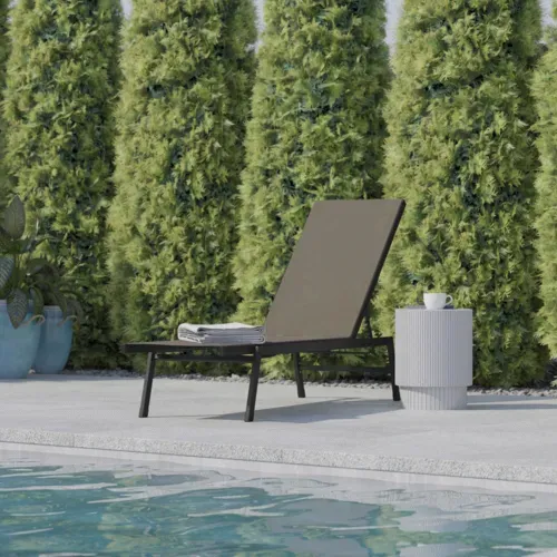 Flash Furniture Flash Furniture JJ-LC326-BLK-BR-GG Brazos Chaise Lounge Chair