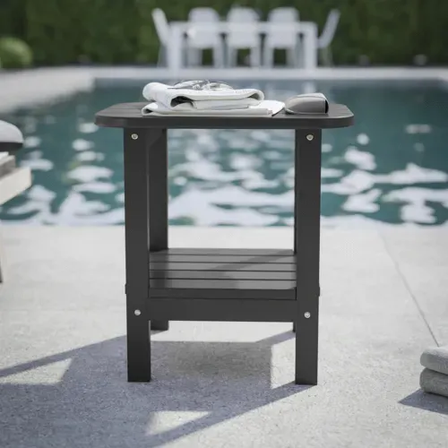 Flash Furniture Flash Furniture LE-HMP-1035-1517H-BK-GG Newport Adirondack Side Table
