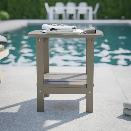 Flash Furniture Flash Furniture LE-HMP-1035-1517H-BR-GG Newport Adirondack Side Table