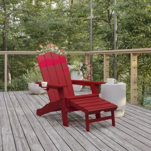 Flash Furniture Flash Furniture LE-HMP-1044-110-RD-GG Newport Adirondack Patio Chair