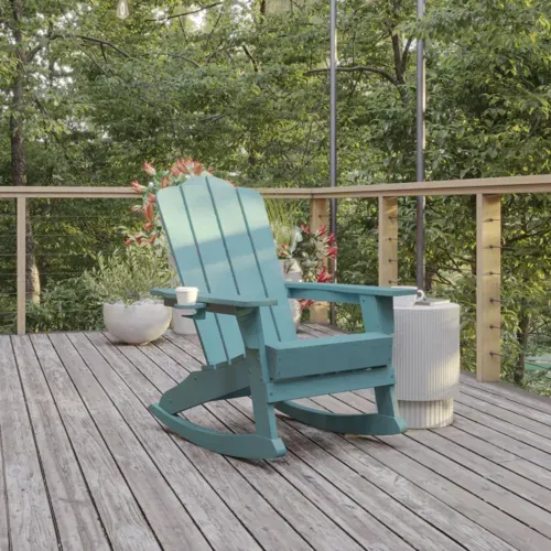 Flash Furniture Flash Furniture LE-HMP-1044-31-BL-GG Newport Adirondack Rocking Chair