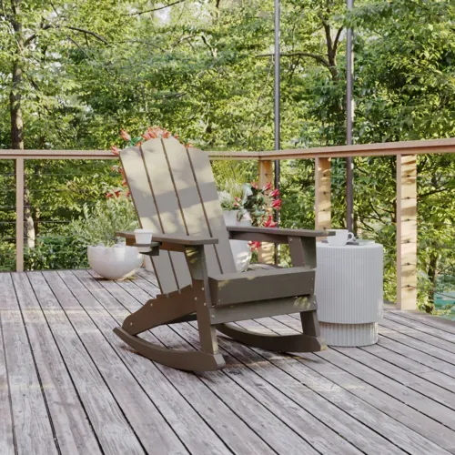 Flash Furniture Flash Furniture LE-HMP-1044-31-BR-GG Newport Adirondack Rocking Chair
