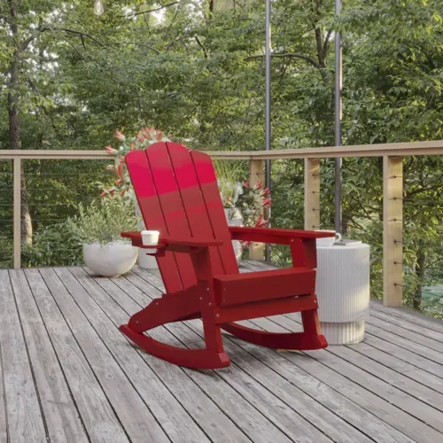 Flash Furniture Flash Furniture LE-HMP-1044-31-RD-GG Newport Adirondack Rocking Chair