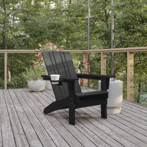 Flash Furniture Flash Furniture LE-HMP-1045-10-BK-GG Halifax Adirondack Patio Chair
