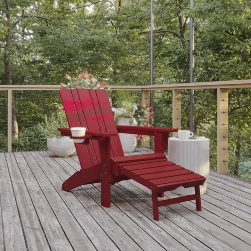 Flash Furniture Flash Furniture LE-HMP-1045-110-RD-GG Halifax Adirondack Patio Chair