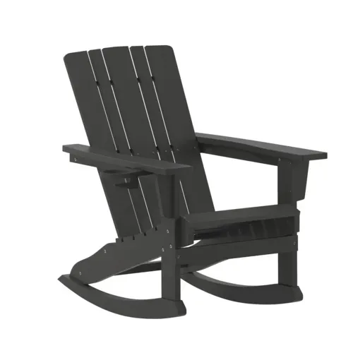 Flash Furniture Flash Furniture LE-HMP-1045-31-BK-GG Halifax Adirondack Rocking Chair