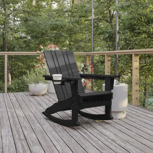 Flash Furniture Flash Furniture LE-HMP-1045-31-BK-GG Halifax Adirondack Rocking Chair
