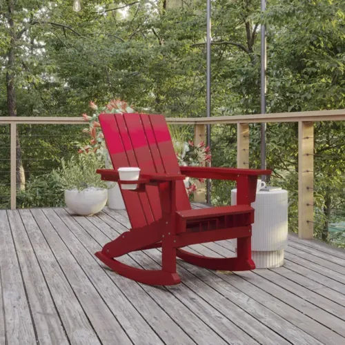 Flash Furniture Flash Furniture LE-HMP-1045-31-RD-GG Halifax Adirondack Rocking Chair