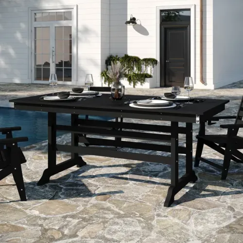Flash Furniture Flash Furniture LE-HMP-158-01-BLK-GG Abraham Adirondack Dining Table