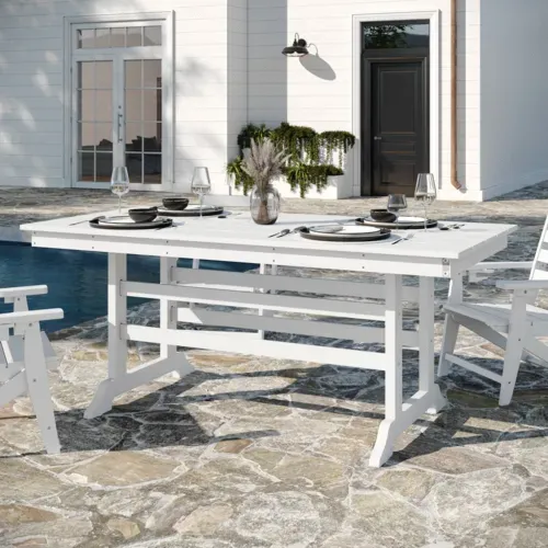 Flash Furniture Flash Furniture LE-HMP-158-01-WHT-GG Abraham Adirondack Dining Table