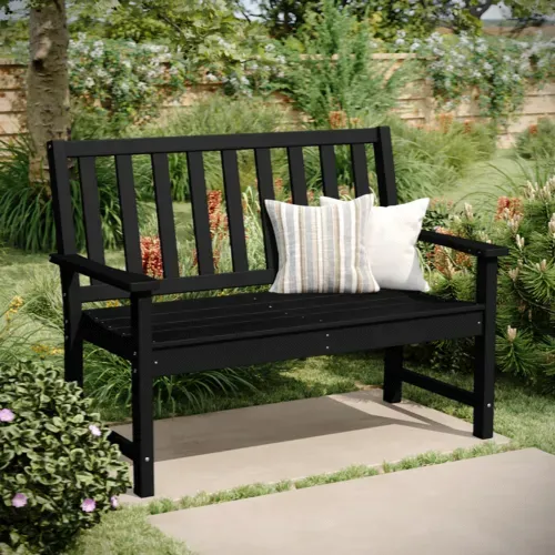 Flash Furniture Flash Furniture LE-HMP-2035-12-BLK-GG Ellsworth Indoor/Outdoor Bench