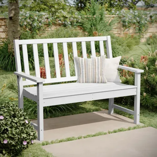 Flash Furniture Flash Furniture LE-HMP-2035-12-WHT-GG Ellsworth Indoor/Outdoor Bench