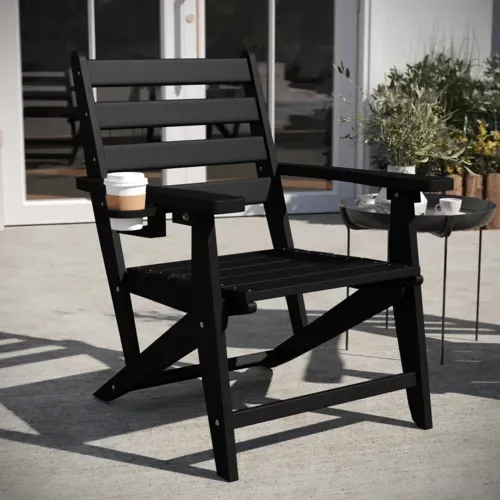 Flash Furniture Flash Furniture LE-HMP-2037-10-BLK-GG Tolleson Adirondack Dinning Chair