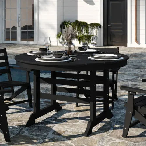 Flash Furniture Flash Furniture LE-HMP-248-01-BLK-GG Colonel Adirondack Dining Table
