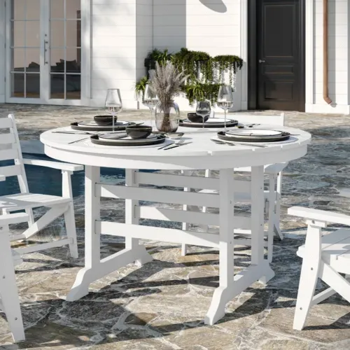 Flash Furniture Flash Furniture LE-HMP-248-01-WHT-GG Colonel Adirondack Dining Table