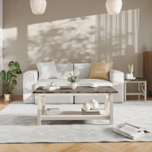 Flash Furniture Flash Furniture LFS-2007-GRYWHT-GG Jasper Coffee Table