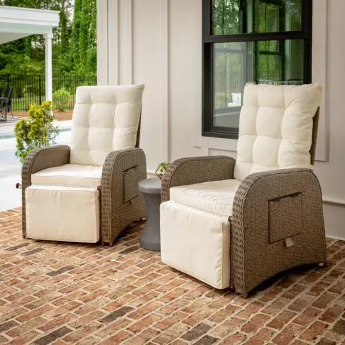 Flash Furniture Flash Furniture LTS-0422-BG-BR-GG Nemo Patio Recliner Lounge Chair