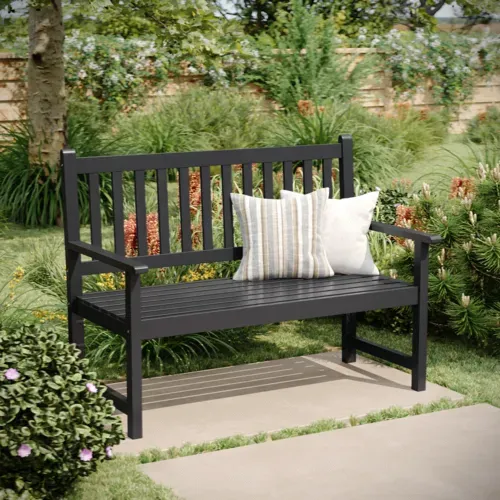 Flash Furniture Flash Furniture LTS-0525-BK-GG Adele Patio Wood Bench