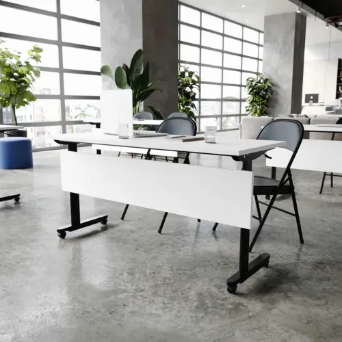 Flash Furniture Flash Furniture MT-M6024-T-LEG-WHTBLK-GG Palmer Training Table