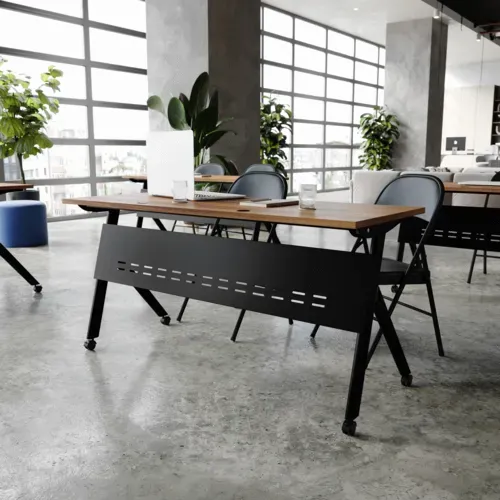 Flash Furniture Flash Furniture MT-M6024-Y-LEG-WLNBLK-GG Davis Training Table