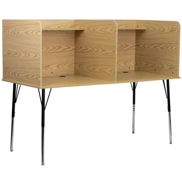 Flash Furniture MT-M6222-OAK-DBL-GG Double Study Carrel Flash Furniture MT-M6222-OAK-DBL-GG Double Study Carrel