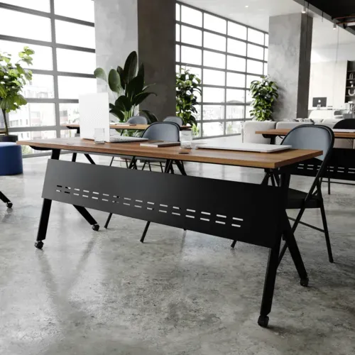 Flash Furniture Flash Furniture MT-M7224-Y-LEG-WLNBLK-GG Davis Training Table