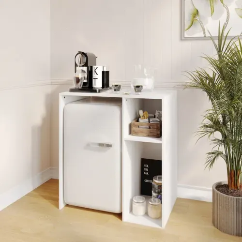 Flash Furniture Flash Furniture NAN-17300-WH-GG Lotus Mini Fridge Bookshelf