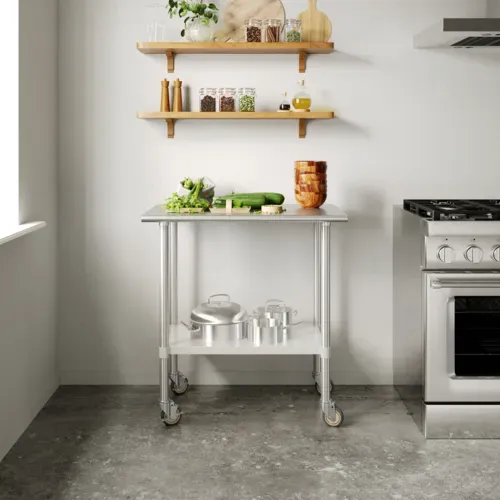Flash Furniture Flash Furniture
NH-WT-2436-CAS-GG Work Table,

Stainless Steel Top
with 
and 
- 2.25"W x 40"D