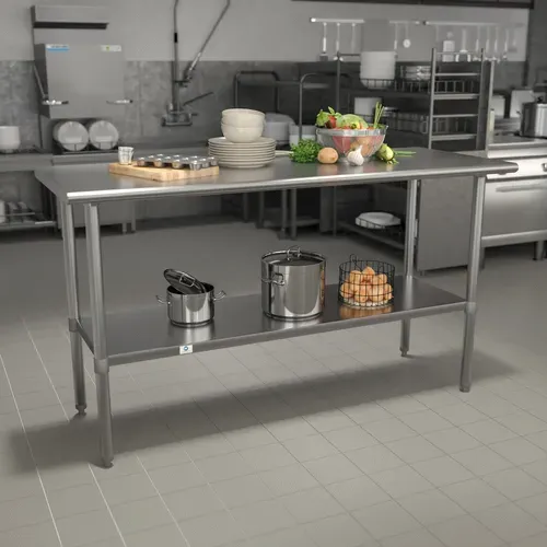 Flash Furniture NH-WT-2460-GG Work Table, Stainless Steel Top with and - 60"W x 24"D