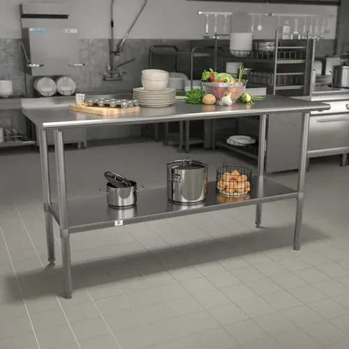 Flash Furniture NH-WT-2460BSP-GG Work Table, Stainless Steel Top with and - 60"W x 24"D
