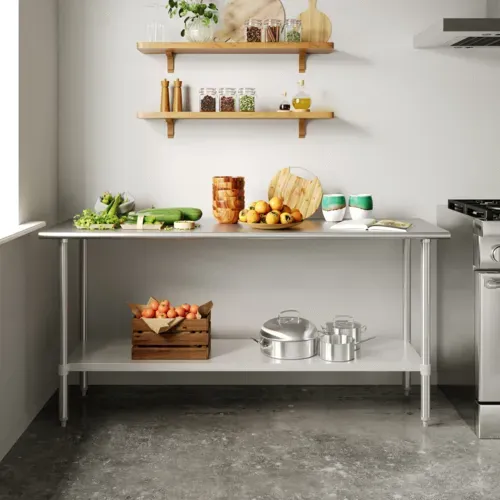 Flash Furniture Flash Furniture
NH-WT-2472-GG Work Table,

Stainless Steel Top
with 
and 
- 720"W x 300"D