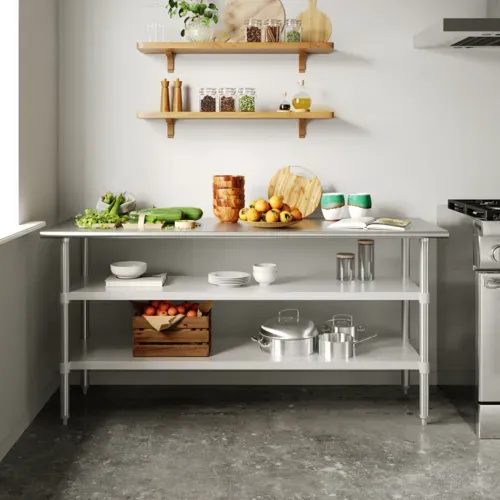Flash Furniture Flash Furniture
NH-WT-GU-2472-GG Work Table,

Stainless Steel Top
with 
and 
- 31.50"W x 31.50"D