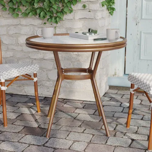 Flash Furniture Flash Furniture SDA-AD641012-80-WHGY-NAT-GG Lourdes Bistro Table