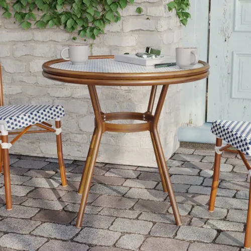 Flash Furniture Flash Furniture SDA-AD641012-80-WHNVY-NAT-GG Lourdes Bistro Table