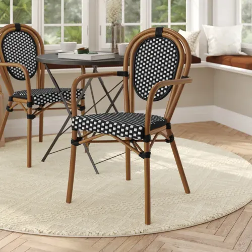 Flash Furniture Flash Furniture SDA-AD642002A-BKWH-NAT-GG Lourdes Bistro Stacking Chair